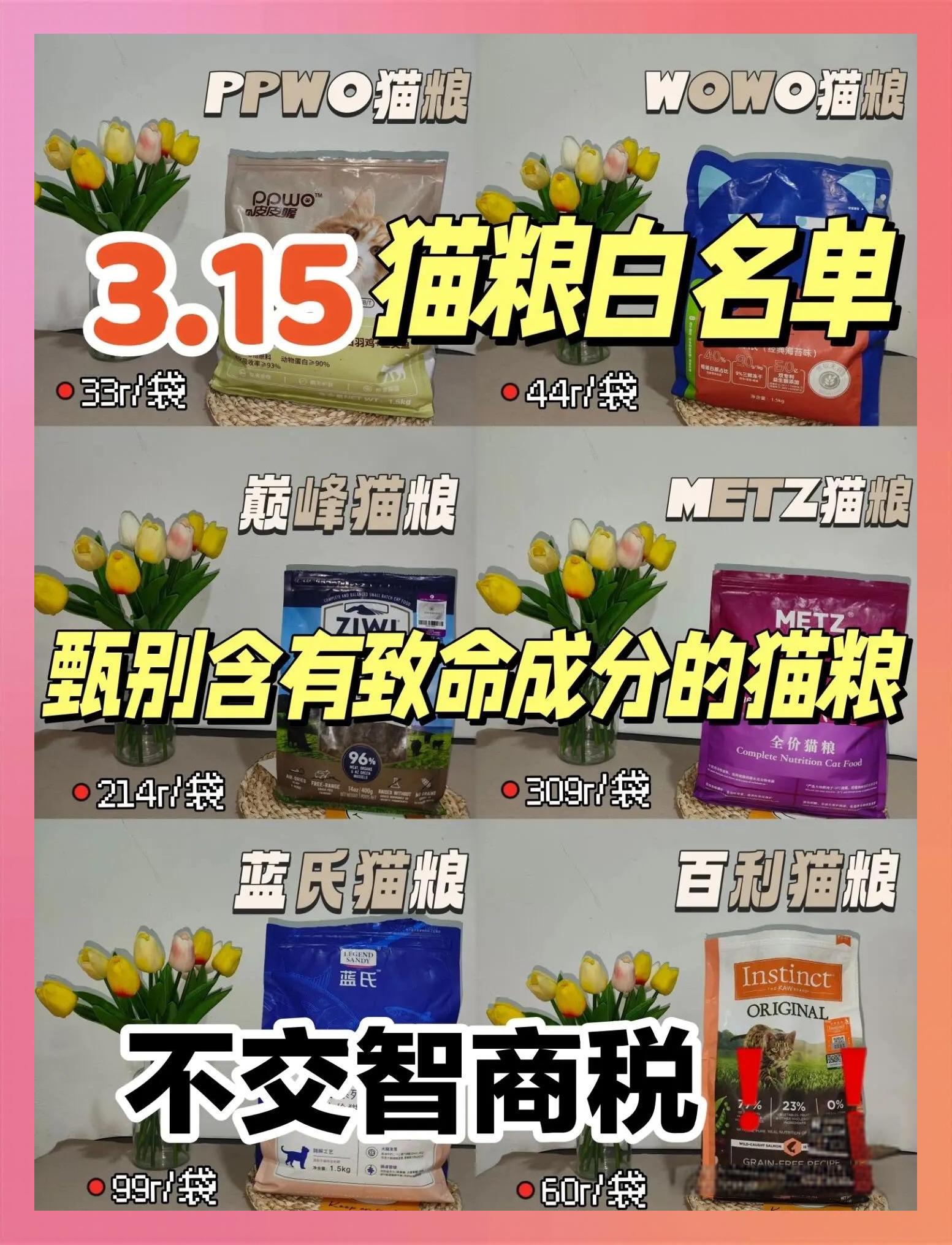 关于猫粮含有哪些成分一定不要买的信息